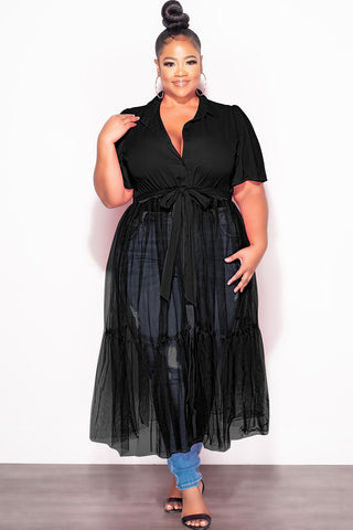 Final Sale Plus Size Top with Sheer Detail in Black