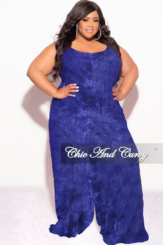 Final Sale Plus Size Jumpsuit with Soft Crepe Fabric in Blue