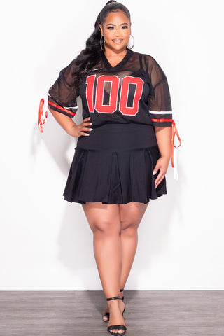 Final Sale Plus Size Shirt Jersey Top in Black Red and White - 1x 14/16 Final Sale Plus Size Shirt Jersey Top in Black Red and White - 1x 14/16