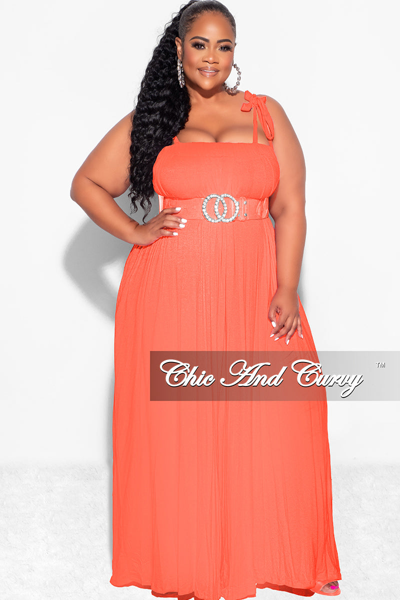 Final Sale Plus Size Jumpsuit with Spaghetti Straps in Coral