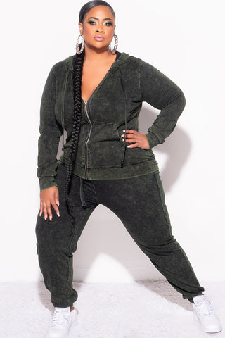 Final Sale Plus Size 2-Pc Set in Army Green