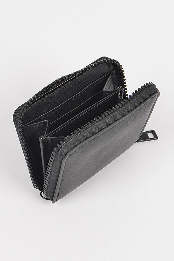 Final Sale Plus Size Faux Leather Fanny Pack Chain Belt in Black