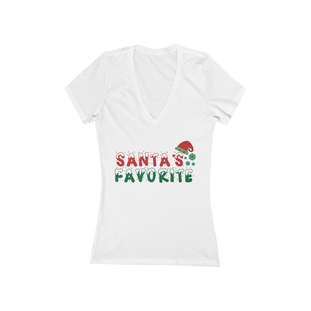 Santa's Favorite V-Neck Tee | Christmas Holiday Graphic Shirt