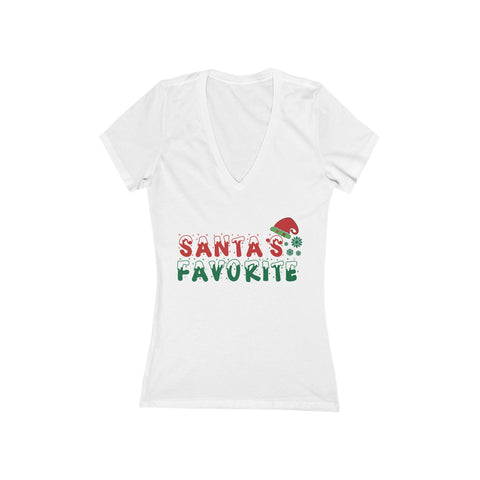Santa's Favorite V-Neck Tee | Christmas Holiday Graphic Shirt