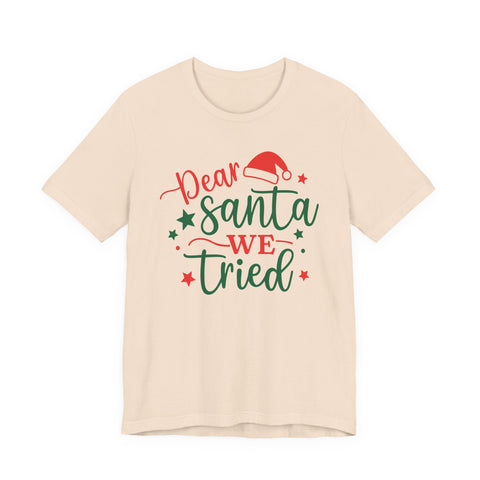 Dear Santa We Tried Christmas t-shirt | Holiday Santa Hat Typography Tee