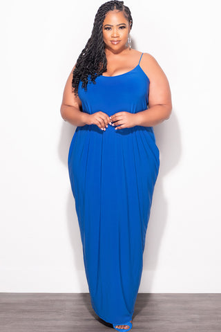 Final Sale Plus Size Tank Spaghetti Strap Maxi Dress in Royal