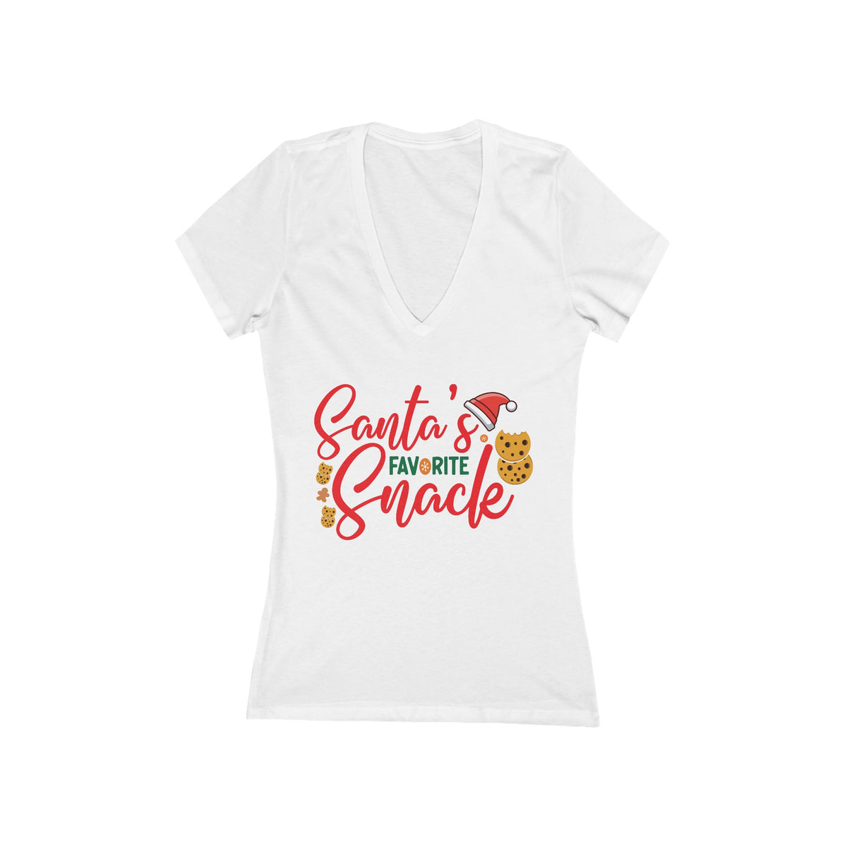 Santa's Favorite Snack V-neck Tee | Christmas Cookie Shirt