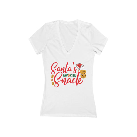 Santa's Favorite Snack V-neck Tee | Christmas Cookie Shirt