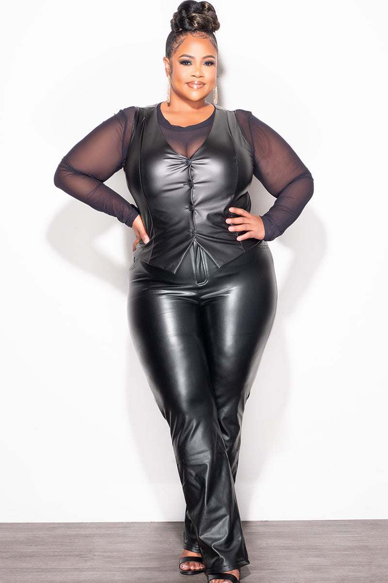 Final Sale Plus Size Faux Leather Pants in Black (Pants Only)