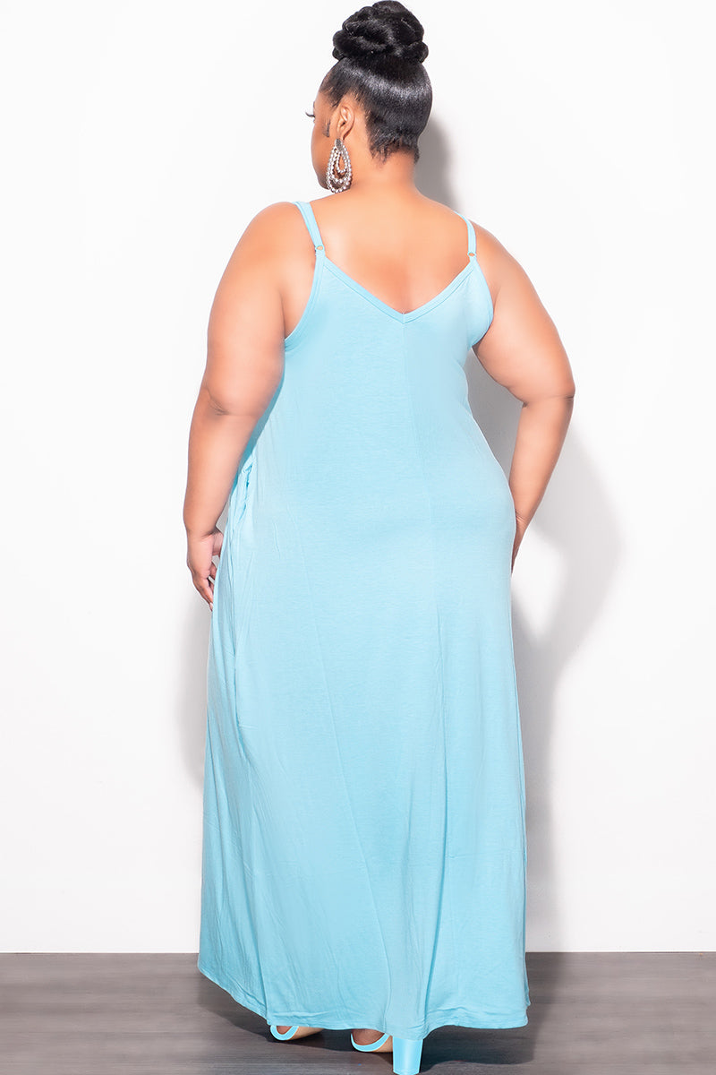 Final Sale Plus Size Spaghetti Strap Maxi Dress in Soft Blue - 2x 18/20 Final Sale Plus Size Spaghetti Strap Maxi Dress in Soft Blue - 2x 18/20