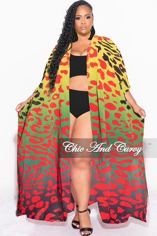 Final Sale Plus Size Caftan in Multi Color Spotted Print - Black Version