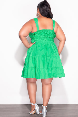 Final Sale Plus Size Sleeveless Baby Doll Dress in Green