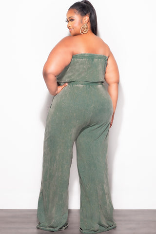 Final Sale Plus Size Strapless Jumpsuit in Green
