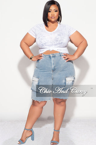 Final Sale Plus Size Cargo Short in Denim