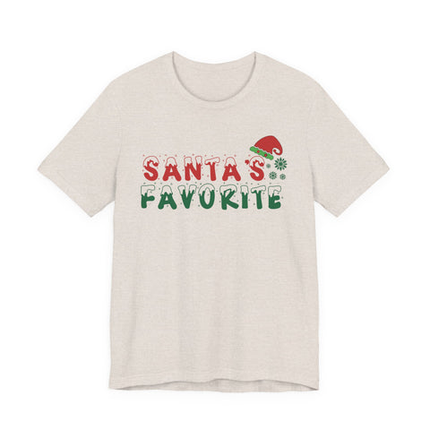 Santa's Favorite T-Shirt | Christmas Santa Hat Snowflake Holiday Tee
