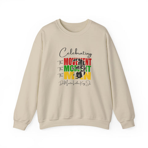 Celebrating The Movement Moment Men Crewneck Sweatshirt | Bold Letter Portrait Design