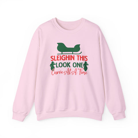 Sleighin This Look One Curve At A Time Sweatshirt | Christmas sleigh design