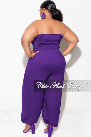 Final Sale Plus Size Strapless Jumpsuit in Purple