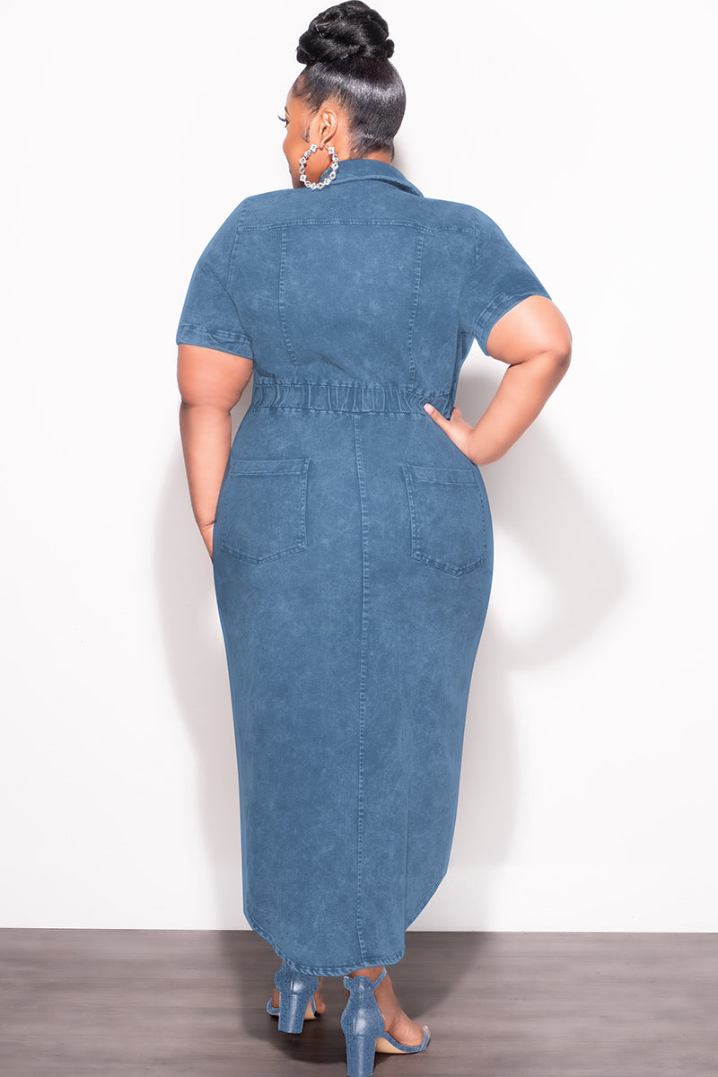 plus size maxi denim dresses Zhyaj Women's Loose Fit Long Maxi Denim Dresses Trendy Plus Size Long Sleeve V Neck Shirt Dresses Elegant Button Down Ankle Length Lounge Jean Dresses with Pockets Formal Daily Work Dresses S