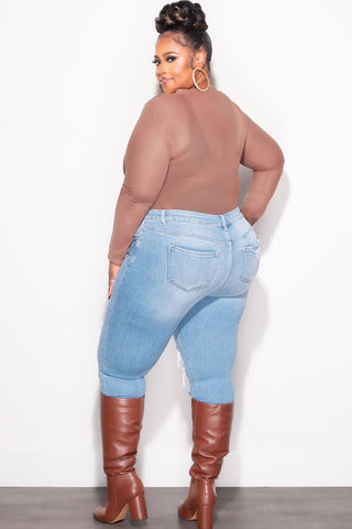 Final Sale Plus Size Mesh Top in Mocha