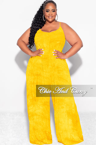 Final Sale Plus Size Jumpsuit with Soft Crepe Fabric in Yellow