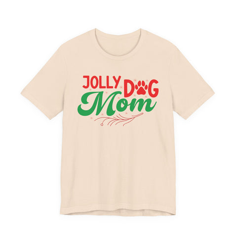 Jolly Dog Mom T-Shirt | Christmas Paw Print Holiday Mom Tee