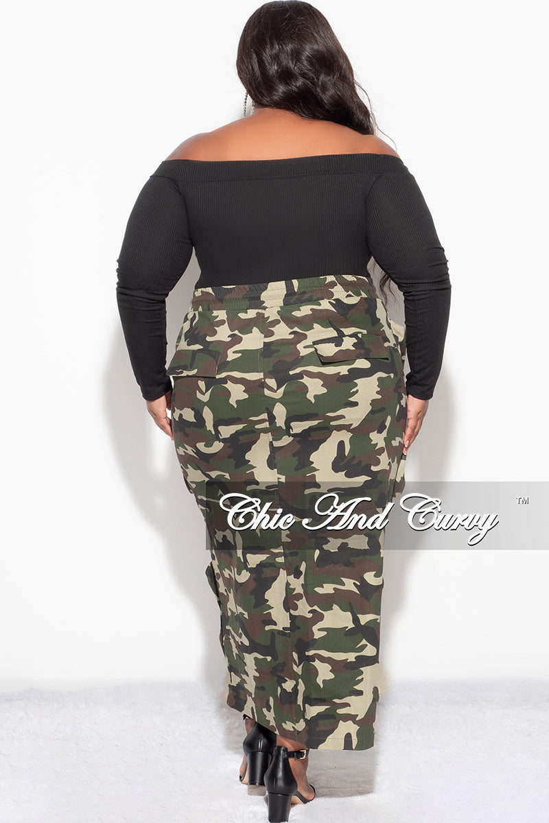 Final Sale Plus Size Cargo Skirt in Camouflage Print