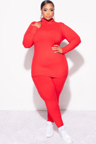 Final Sale Plus Size 2pc Set Turtleneck & Legging in Ruby