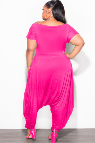 Final Sale Plus Size Harem Jumpsuit in Fuchsia