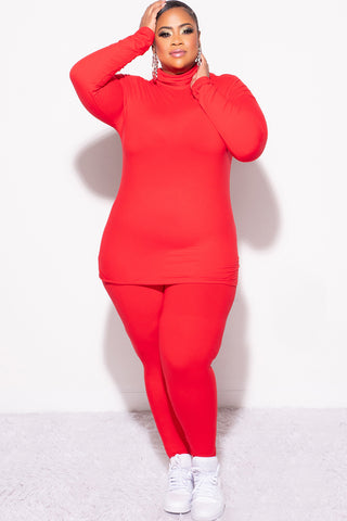 Final Sale Plus Size 2pc Set Turtleneck & Legging in Ruby