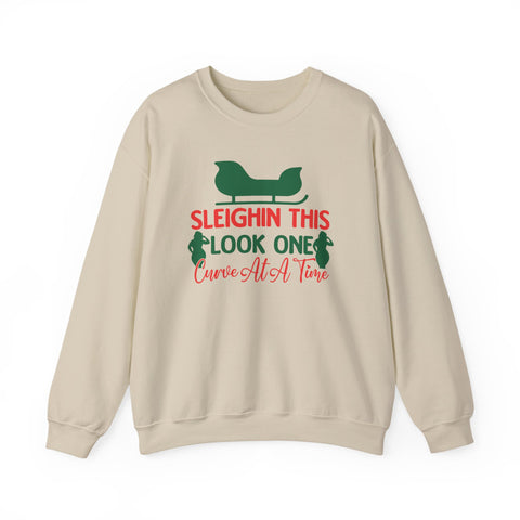 Sleighin This Look One Curve At A Time Sweatshirt | Christmas sleigh design