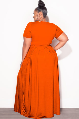 Final Sale Size 2pc Tie Top Maxi Skirt Set in Rust