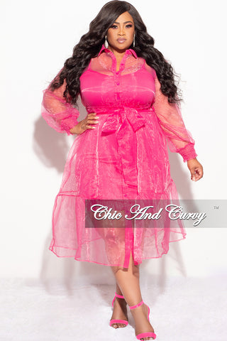 Final Sale Plus Size Sheer Coat & Under dress in Pink