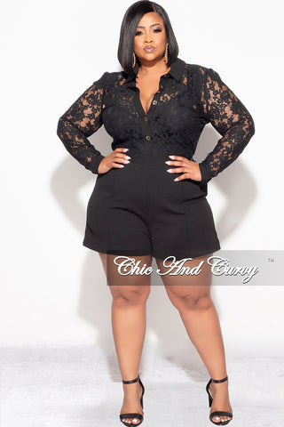 Final Sale Plus Size Lace Romper in Black