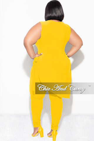 Final Sale Plus Size 2pc Sleeveless Top and Pants Set in Yellow