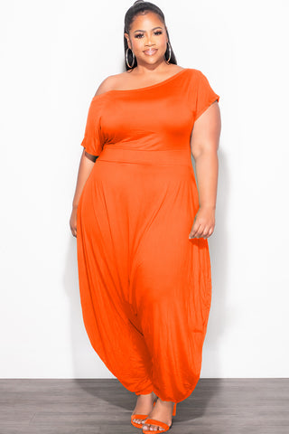 Final Sale Plus Size Harem Jumpsuit in Orange