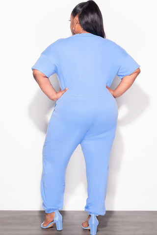 Final Sale Plus Size Harem Jumpsuit in Light Blue