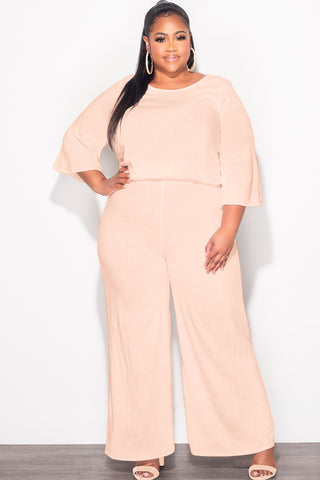 Final Sale Plus Size 2pc Top and Pants Set in Cappuccino Tan Linen