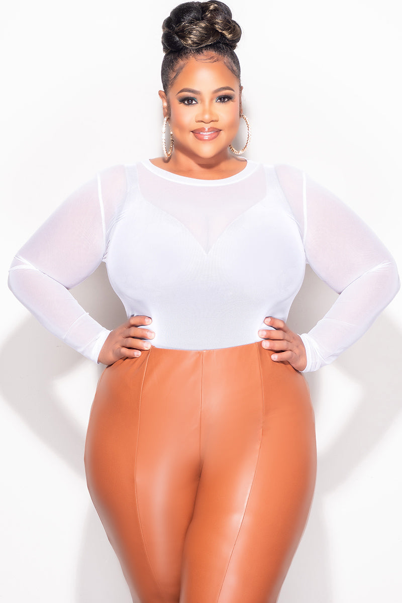Final Sale Plus Size Mesh Top in White