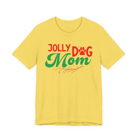 Jolly Dog Mom T-Shirt | Christmas Paw Print Holiday Mom Tee