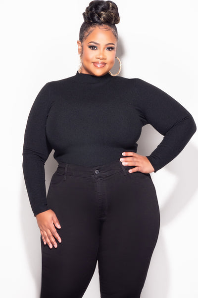 Final Sale Plus Size Ribbed Turtleneck in Black (Top Only) – Chic