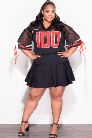 Final Sale Plus Size Shirt Jersey Top in Black Red and White - 1x 14/16 Final Sale Plus Size Shirt Jersey Top in Black Red and White - 1x 14/16