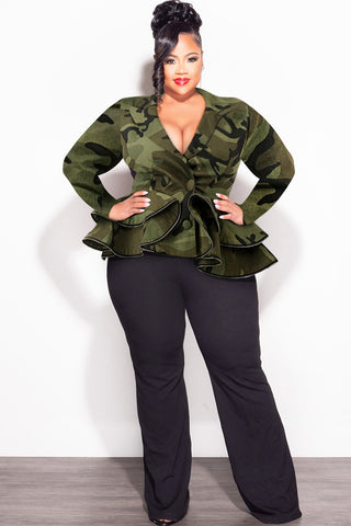 Final Sale Plus Size Peplum Jacket in Camouflage Print