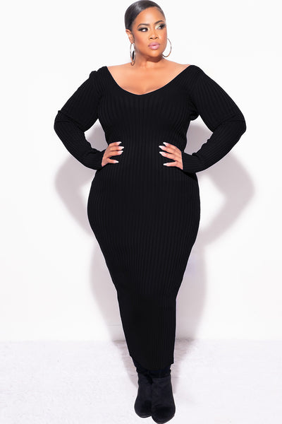 knit dress plus size Final Sale BodyCon Ribbed in Black COLOR:Black (As in The Pictures) Off Shoulder Bridesmaid Dress, 33 inches/79 Bridal Dresses 2022