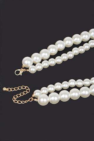 Final Sale Multi Size Faux Pearl Double Layered Necklace