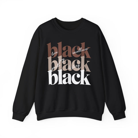 Black Is Beautiful Crewneck Sweatshirt | Bold Stacked Typography Design