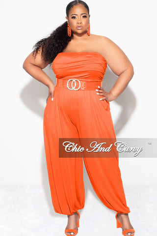 Final Sale Plus Size Strapless Jumpsuit in Orange