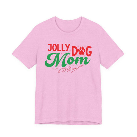 Jolly Dog Mom T-Shirt | Christmas Paw Print Holiday Mom Tee