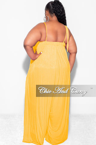 Final Sale Plus Size Oversized Jumpsuit with Self Tie Straps in Mustard