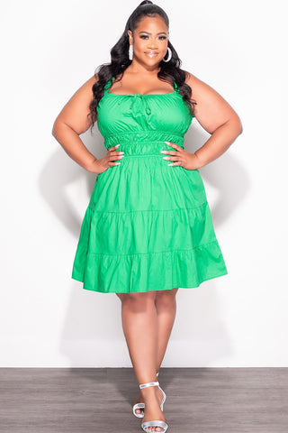 Final Sale Plus Size Sleeveless Baby Doll Dress in Green